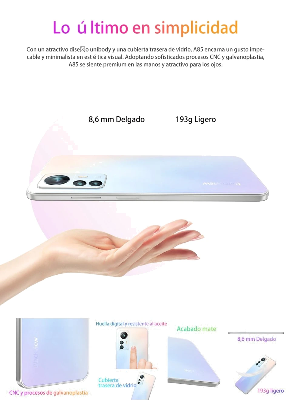 Blackview A85 — Perfil Lateral y Chasis